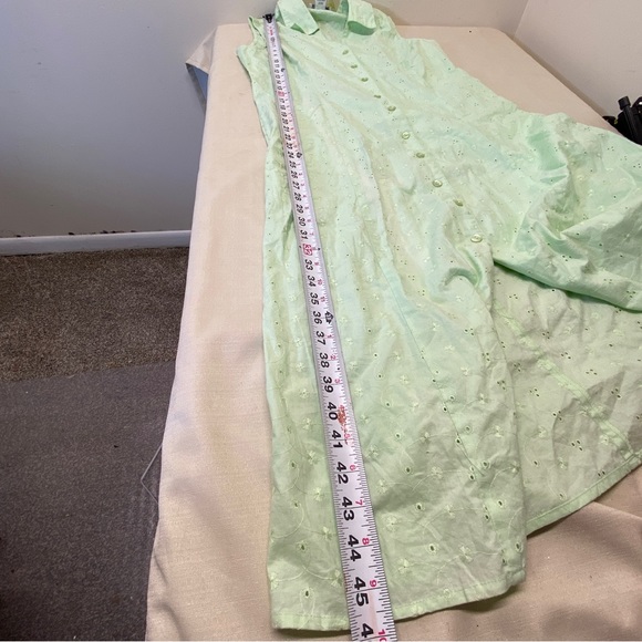 Gayle Burbank Green Floral Embroidery Open Dress Size 10P - Picture 9 of 11